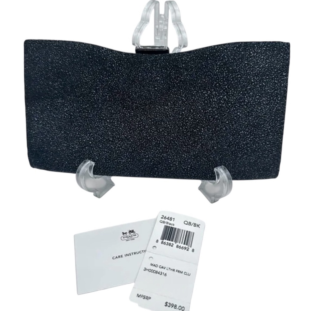 Coach Madison Sparkling Black Evening Caviar Leather Clutch Bag NWT Rare! #26481